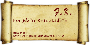 Forján Krisztián névjegykártya